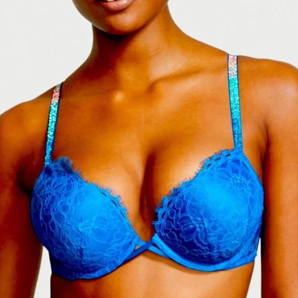 Victoria's Secret Very Sexy Bombshell Lace Shine Strap Add Two Cups Bra 34D